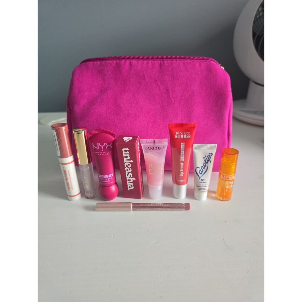 10 piece Lip Discovery Bundle w Bag Lancome Lanolips NYX City Lips Unleashia NEW